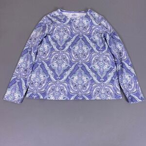 Croft & Barrow The Classic Tee Women's Large Purple Paisley Long Sleeve Shirt